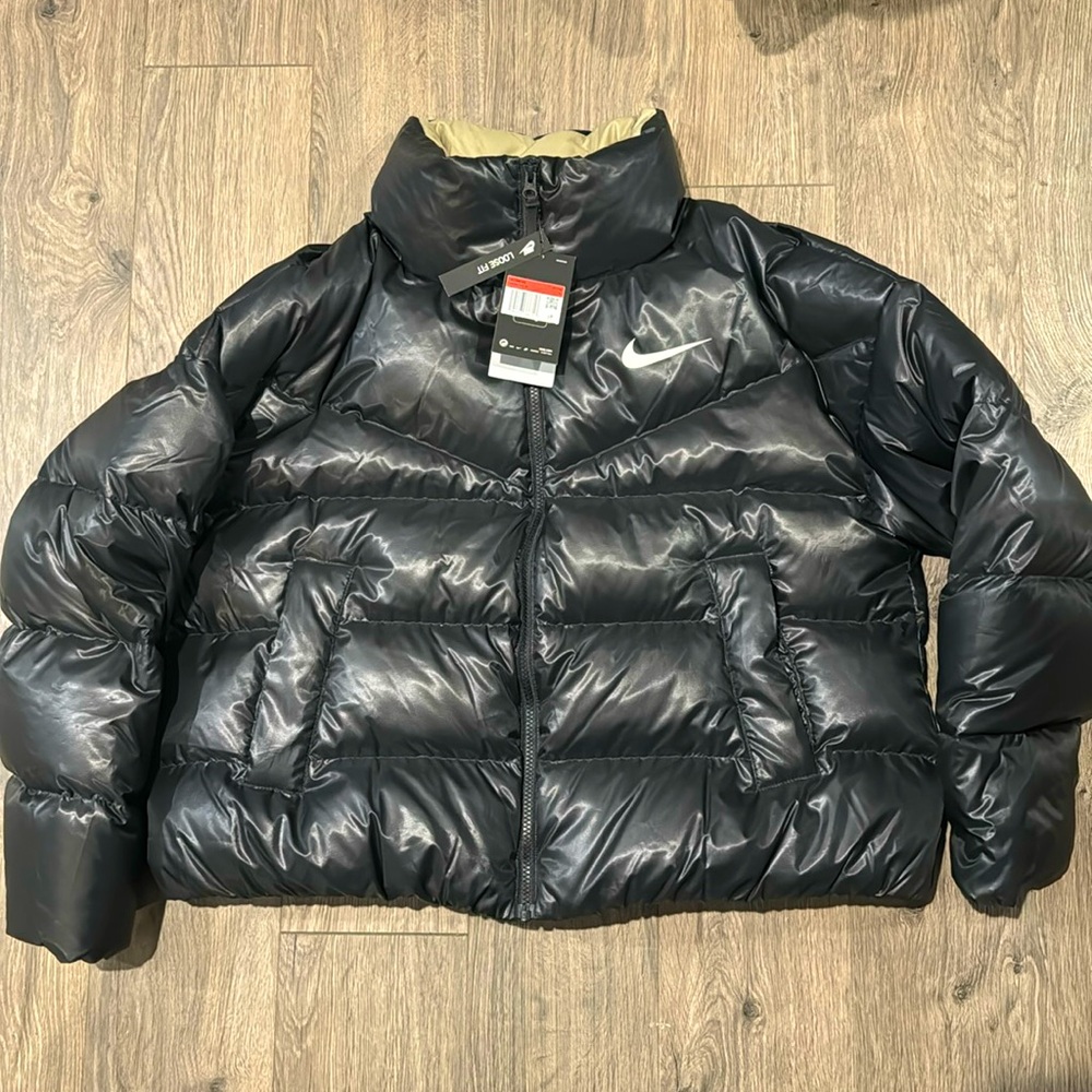 Nike Black Puffer Jacket with Light Olive Lining